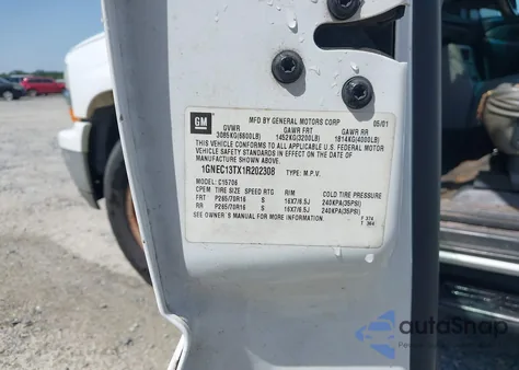 2001 Chevrolet Tahoe Lt z USA, uszkodzony, nr VIN 1GNEC13TX1R202308